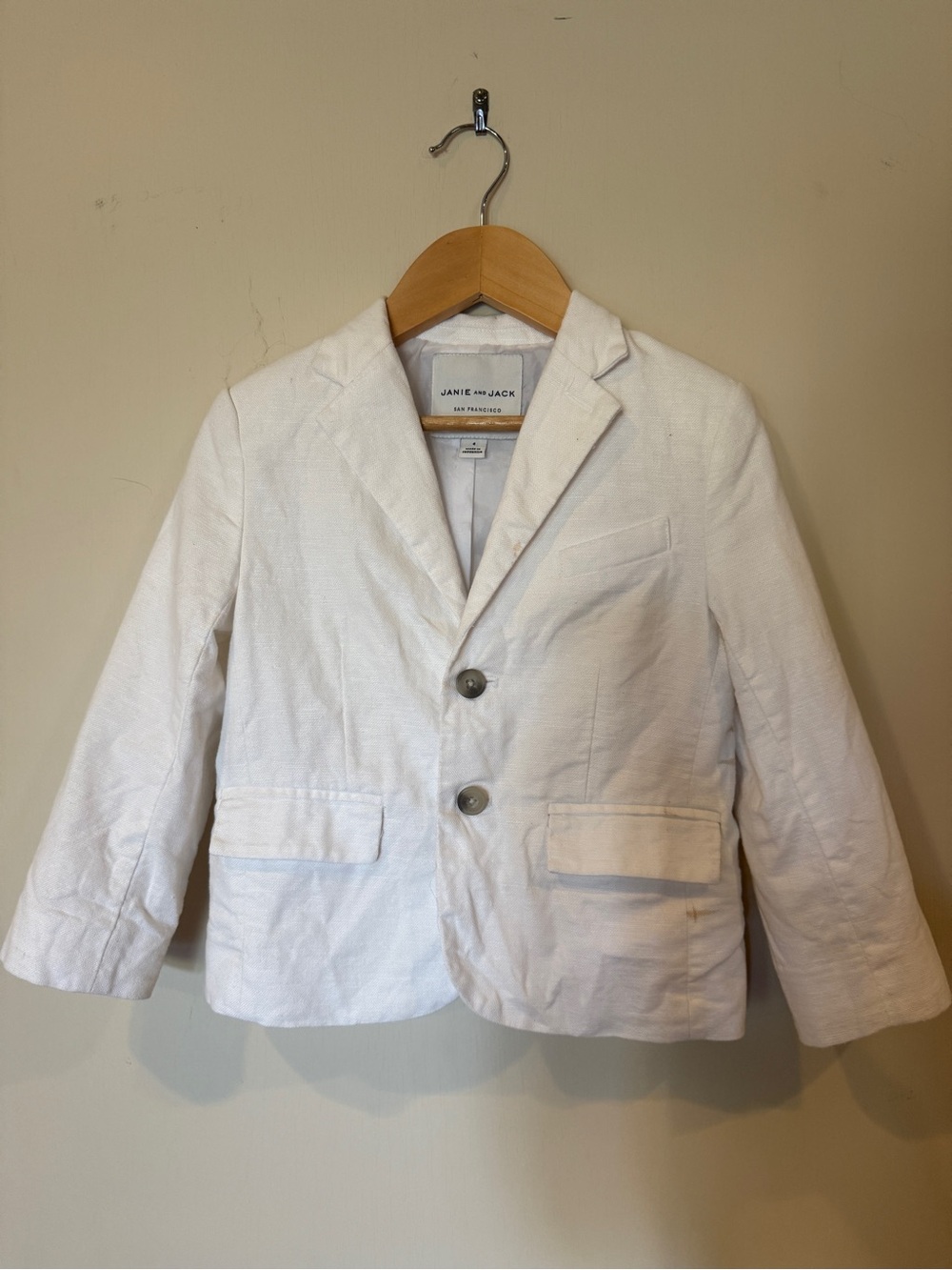 Janie and Jack White Kids Linen-Blend Blazer